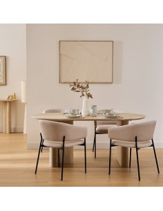 TAVOLI: vendita online Tavolo da pranzo Anaya, 180x90 cm, MDF effetto travertino, ovale, finitura opaca in offerta