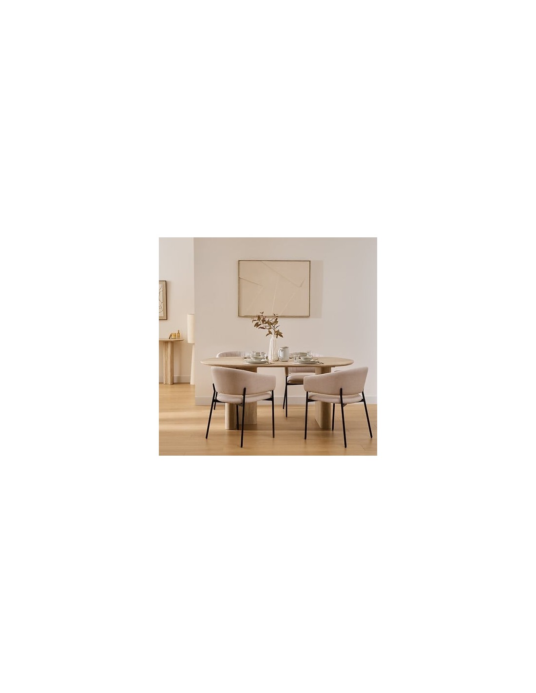 TAVOLI: vendita online Tavolo da pranzo Anaya, 180x90 cm, MDF effetto travertino, ovale, finitura opaca in offerta