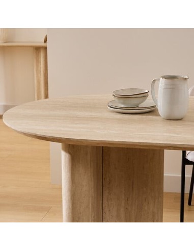 TAVOLI: vendita online Tavolo da pranzo Anaya, 180x90 cm, MDF effetto travertino, ovale, finitura opaca in offerta