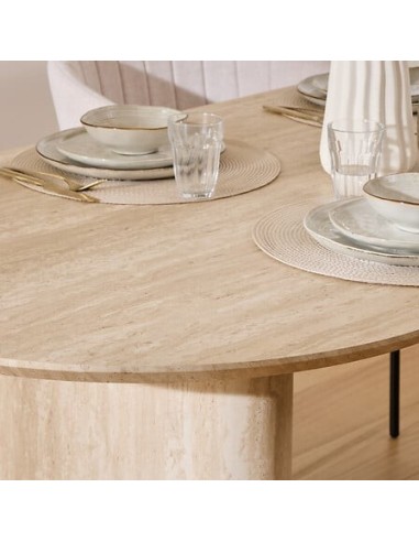 TAVOLI: vendita online Tavolo da pranzo Anaya, 180x90 cm, MDF effetto travertino, ovale, finitura opaca in offerta
