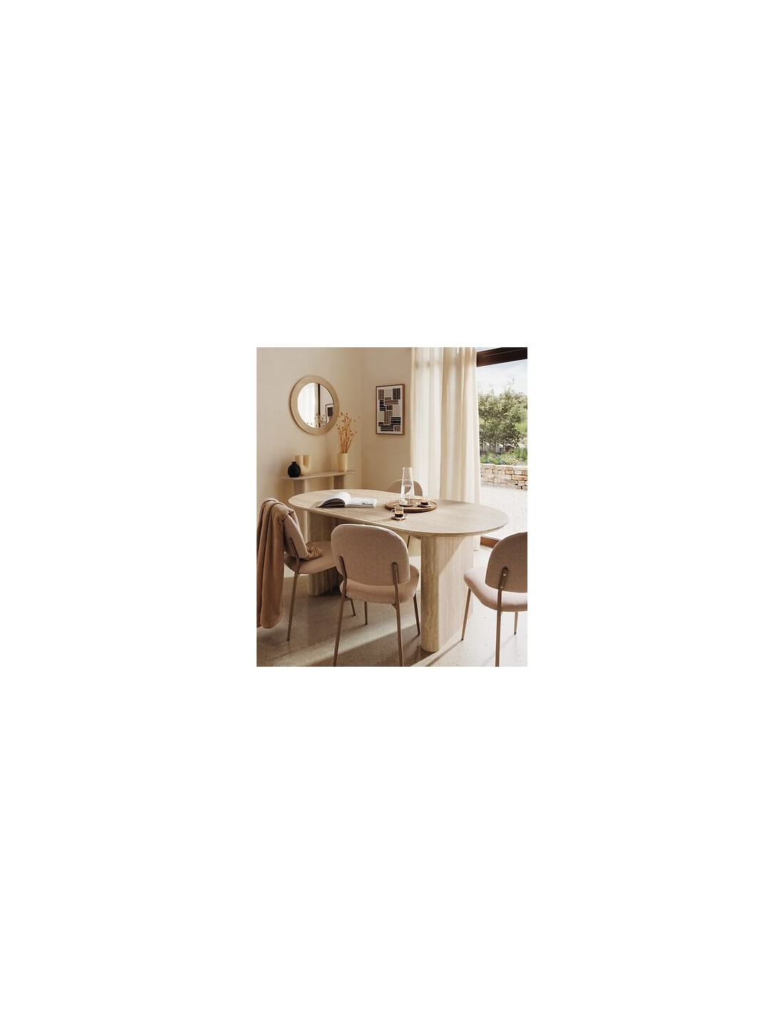 TAVOLI: vendita online Tavolo da pranzo Anaya, 180x90 cm, MDF effetto travertino, ovale, finitura opaca in offerta