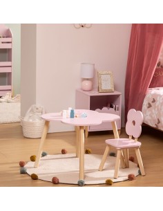 TAVOLI: vendita online Tavolo Dolce Fiore, rosa, 51x51x40 cm, legno MDF e pino, con vano portaoggetti in offerta