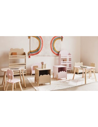 TAVOLI: vendita online Tavolo Dolce Fiore, rosa, 51x51x40 cm, legno MDF e pino, con vano portaoggetti in offerta