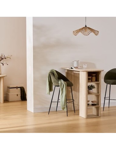 TAVOLI: vendita online Tavolo bar Anaya, 120x60 cm, MDF effetto travertino, ovale, con 4 vani, altezza 103,5 cm in offerta