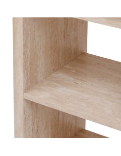TAVOLI: vendita online Tavolo bar Anaya, 120x60 cm, MDF effetto travertino, ovale, con 4 vani, altezza 103,5 cm in offerta