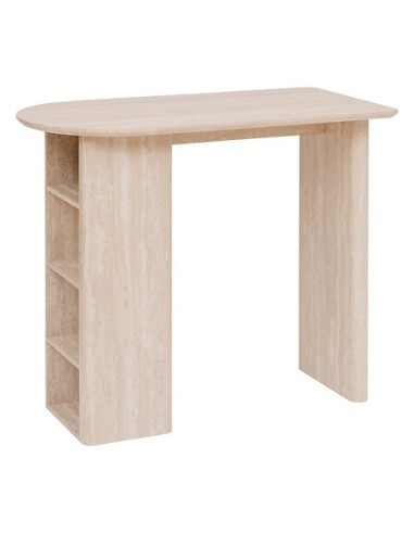 TAVOLI: vendita online Tavolo bar Anaya, 120x60 cm, MDF effetto travertino, ovale, con 4 vani, altezza 103,5 cm in offerta