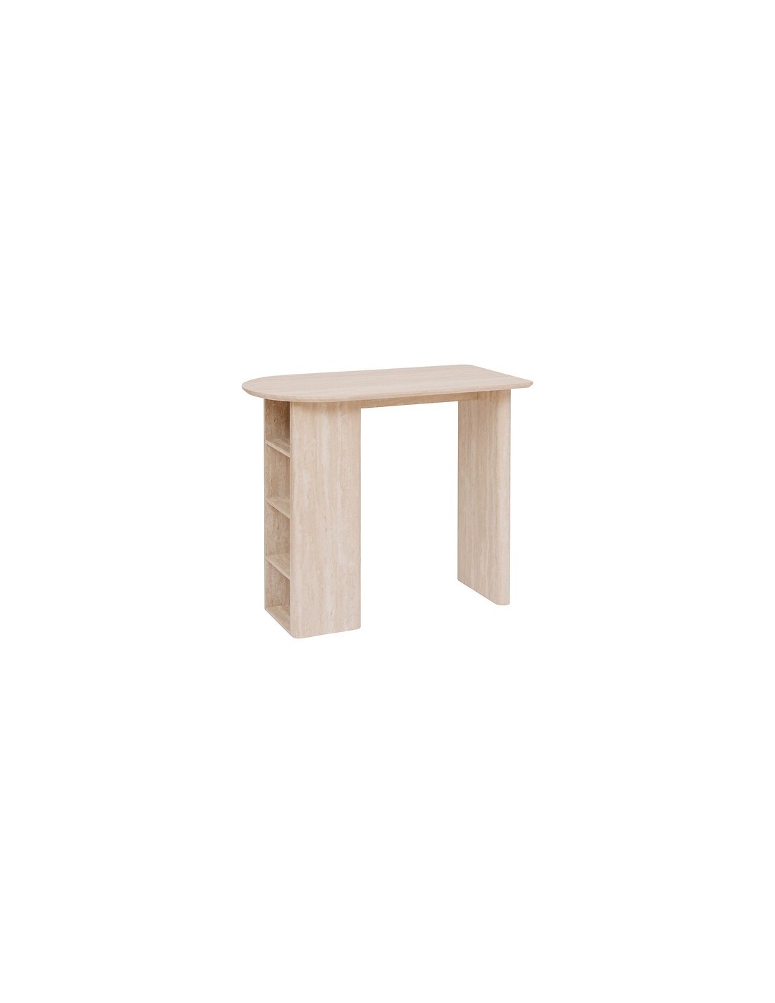 TAVOLI: vendita online Tavolo bar Anaya, 120x60 cm, MDF effetto travertino, ovale, con 4 vani, altezza 103,5 cm in offerta