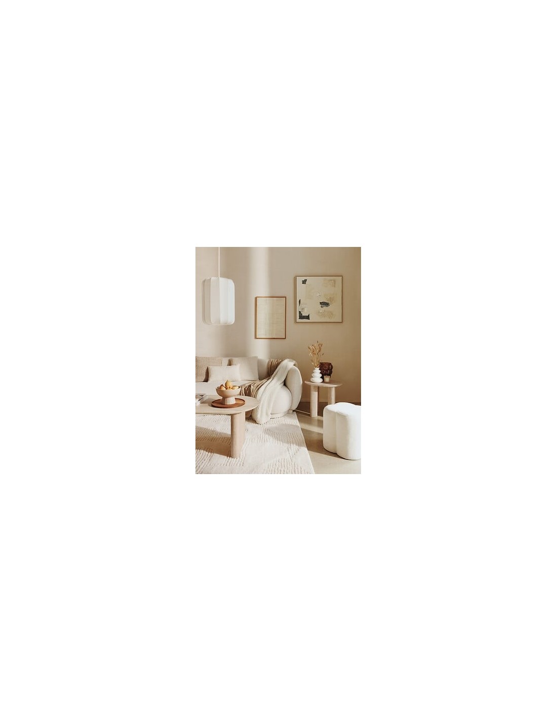 TAVOLI: vendita online Tavolino da caffè Anaya, 120x60 cm, MDF effetto travertino beige, ovale, altezza 40 cm in offerta