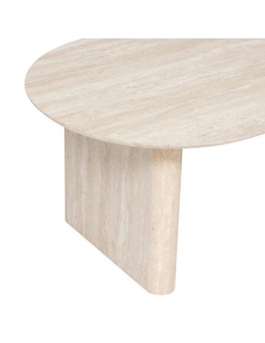 TAVOLI: vendita online Tavolino da caffè Anaya, 120x60 cm, MDF effetto travertino beige, ovale, altezza 40 cm in offerta