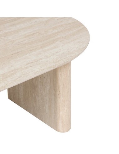 TAVOLI: vendita online Tavolino da caffè Anaya, 120x60 cm, MDF effetto travertino beige, ovale, altezza 40 cm in offerta