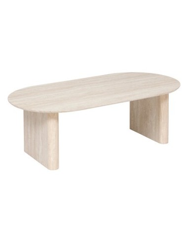 TAVOLI: vendita online Tavolino da caffè Anaya, 120x60 cm, MDF effetto travertino beige, ovale, altezza 40 cm in offerta