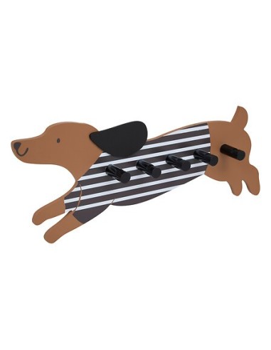 APPENDIABITI: vendita online Appendiabiti cane, 5 ganci, MDF marrone, L. 50 cm, collezione Les Petits Potes in offerta