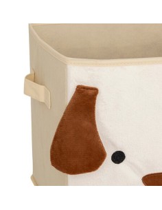 OGGETTISTICA: vendita online Scatola Contenitore in Velluto Beige con Stampa Cane, 29 x 29 x 29 cm – Pieghevole in offerta