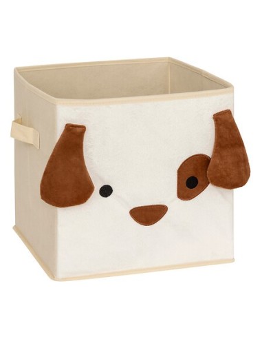 OGGETTISTICA: vendita online Scatola Contenitore in Velluto Beige con Stampa Cane, 29 x 29 x 29 cm – Pieghevole in offerta