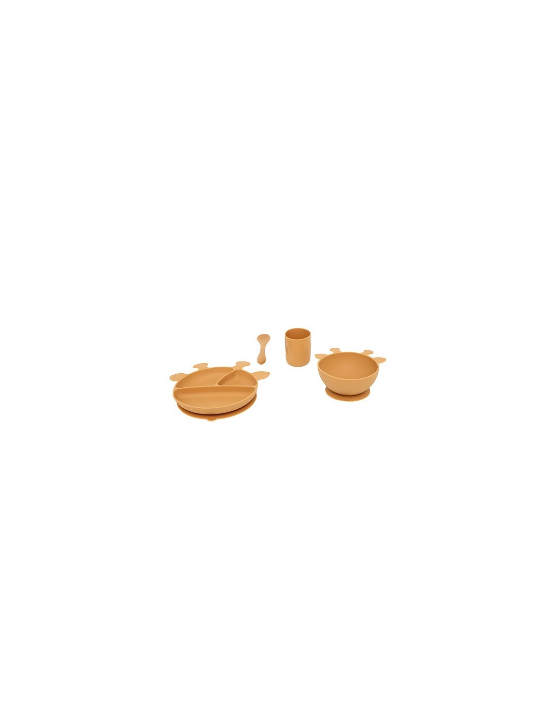 OGGETTISTICA: vendita online Set Pranzo, 4 Pezzi, Giraffa, Silicone, Ocre, Piatto, Ciotola, Bicchiere, Cucchiaio in offerta