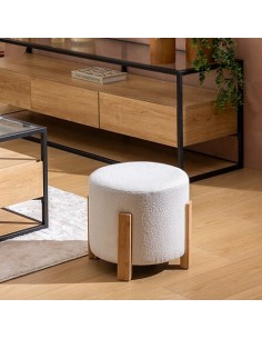 POUF: vendita online Sgabello, Bansa, Diametro 37,5 cm, Gambe Bambù, Bianco, MDF E1 in offerta