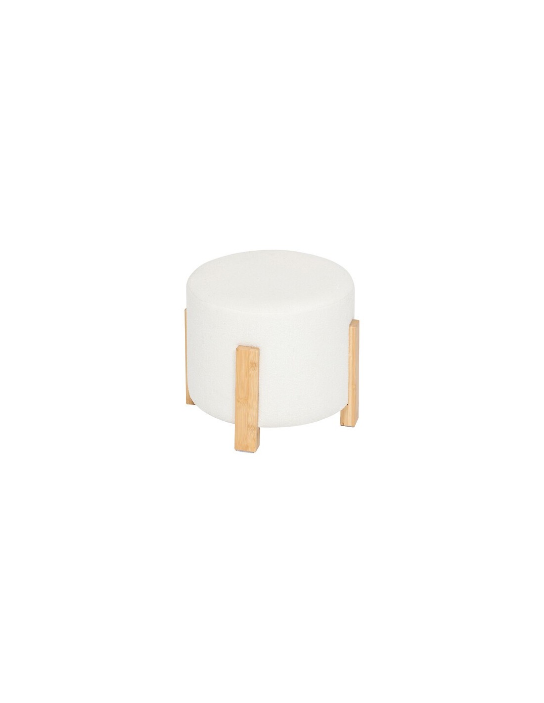 POUF: vendita online Sgabello, Bansa, Diametro 37,5 cm, Gambe Bambù, Bianco, MDF E1 in offerta