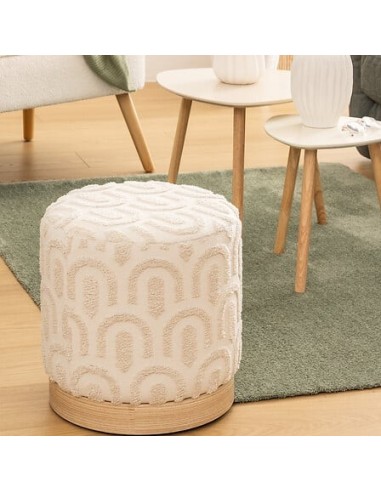 POUF: vendita online Pouf, Copas, Diametro 38 cm, Tufté, Bianco, MDF E1, Pino in offerta