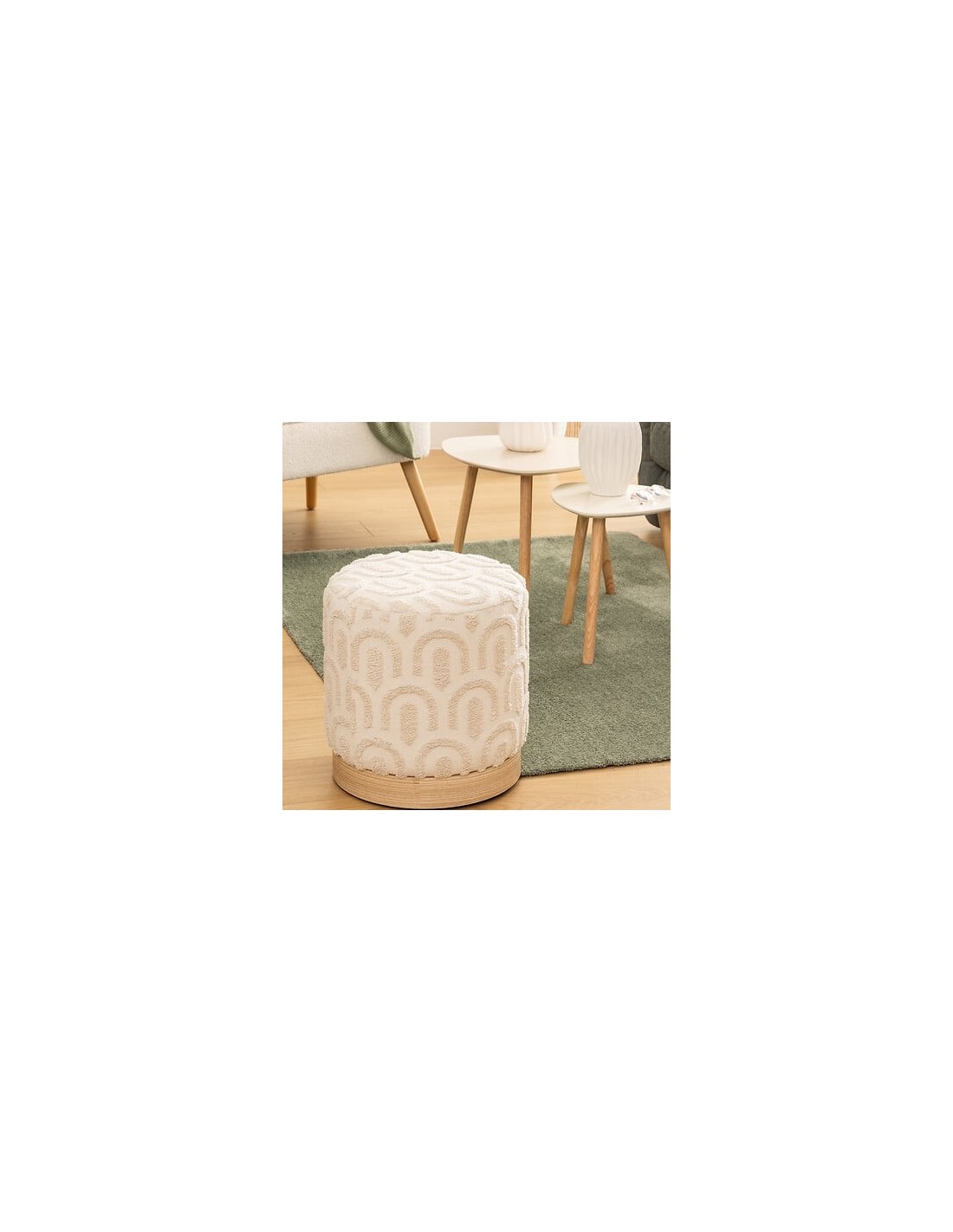 POUF: vendita online Pouf, Copas, Diametro 38 cm, Tufté, Bianco, MDF E1, Pino in offerta