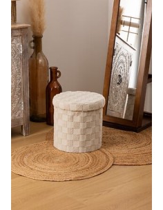 POUF: vendita online Pouf Pieghevole, Pasti, Rotondo, Diametro 38 cm, Tufté, Bianco, MDF E1, Poliestere in offerta