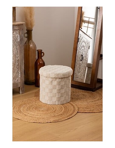 POUF: vendita online Pouf Pieghevole, Pasti, Rotondo, Diametro 38 cm, Tufté, Bianco, MDF E1, Poliestere in offerta
