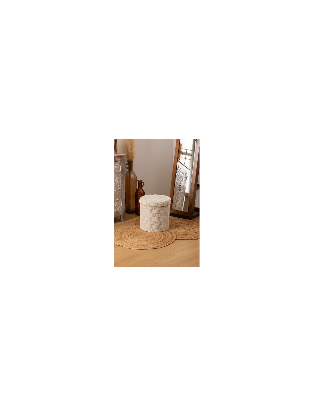 POUF: vendita online Pouf Pieghevole, Pasti, Rotondo, Diametro 38 cm, Tufté, Bianco, MDF E1, Poliestere in offerta