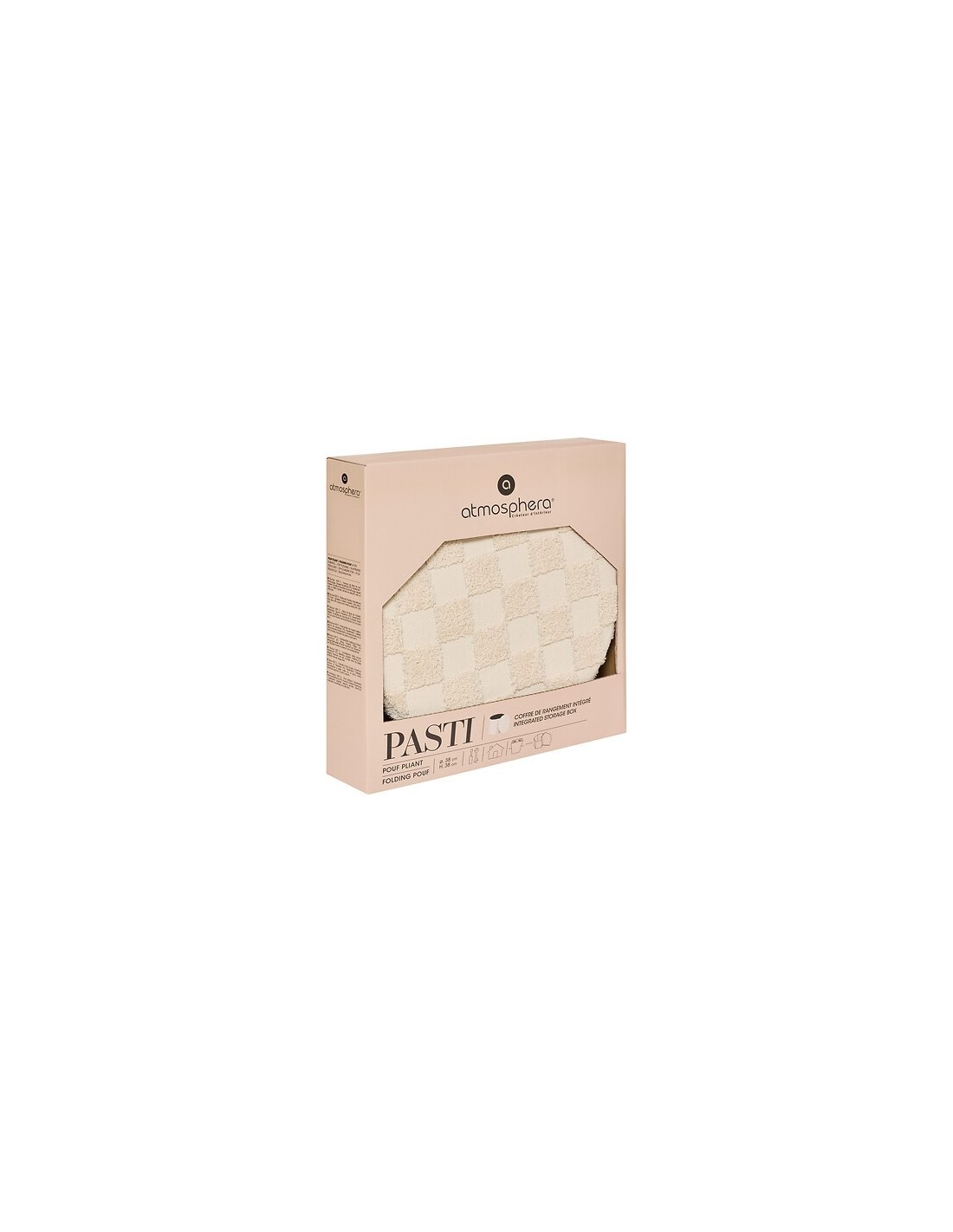 POUF: vendita online Pouf Pieghevole, Pasti, Rotondo, Diametro 38 cm, Tufté, Bianco, MDF E1, Poliestere in offerta