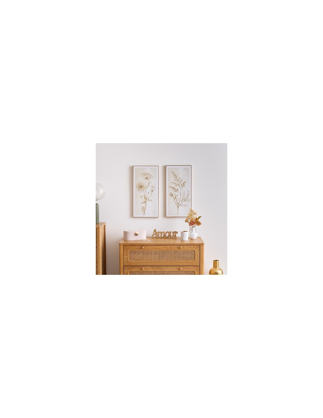 QUADRI E DECORO PARETE: vendita online Tela, 3D, Beryl, bianca, 30x60 cm, effetto alluminio dorato, assortita FOURGERE/FLEUR ...