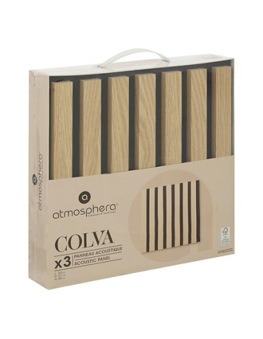 QUADRI E DECORO PARETE: vendita online Set 3 pannelli decorativi, Colva, 30 x 30 cm, MDF, effetto legno chiaro, isolamento ac...