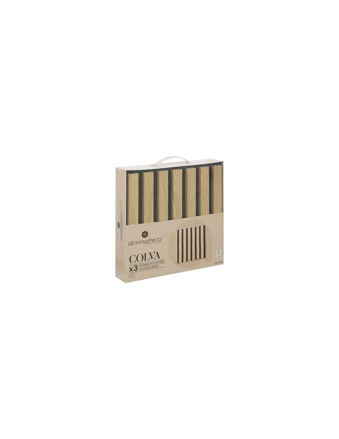 QUADRI E DECORO PARETE: vendita online Set 3 pannelli decorativi, Colva, 30 x 30 cm, MDF, effetto legno chiaro, isolamento ac...