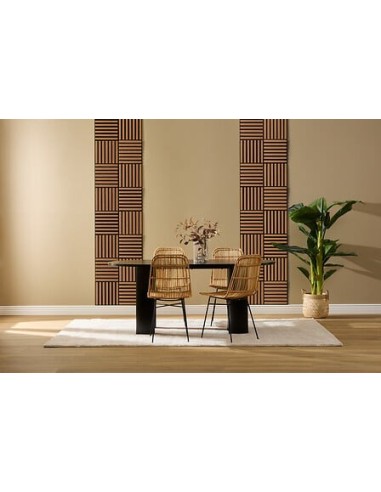 QUADRI E DECORO PARETE: vendita online Set 3 pannelli decorativi, Colva, 30 x 30 cm, MDF, effetto legno scuro, isolamento acu...