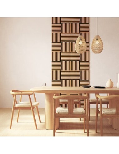 QUADRI E DECORO PARETE: vendita online Set 3 pannelli decorativi, Colva, 30 x 30 cm, MDF, effetto legno scuro, isolamento acu...