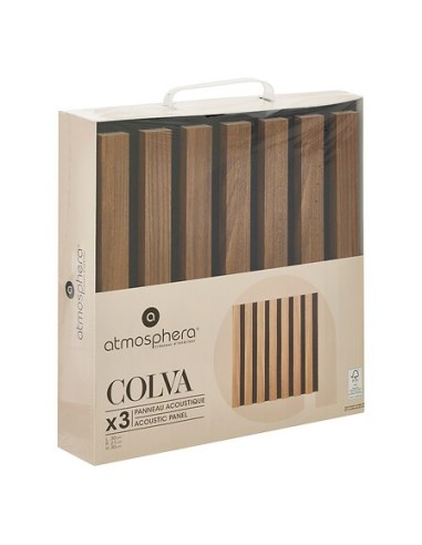 QUADRI E DECORO PARETE: vendita online Set 3 pannelli decorativi, Colva, 30 x 30 cm, MDF, effetto legno scuro, isolamento acu...