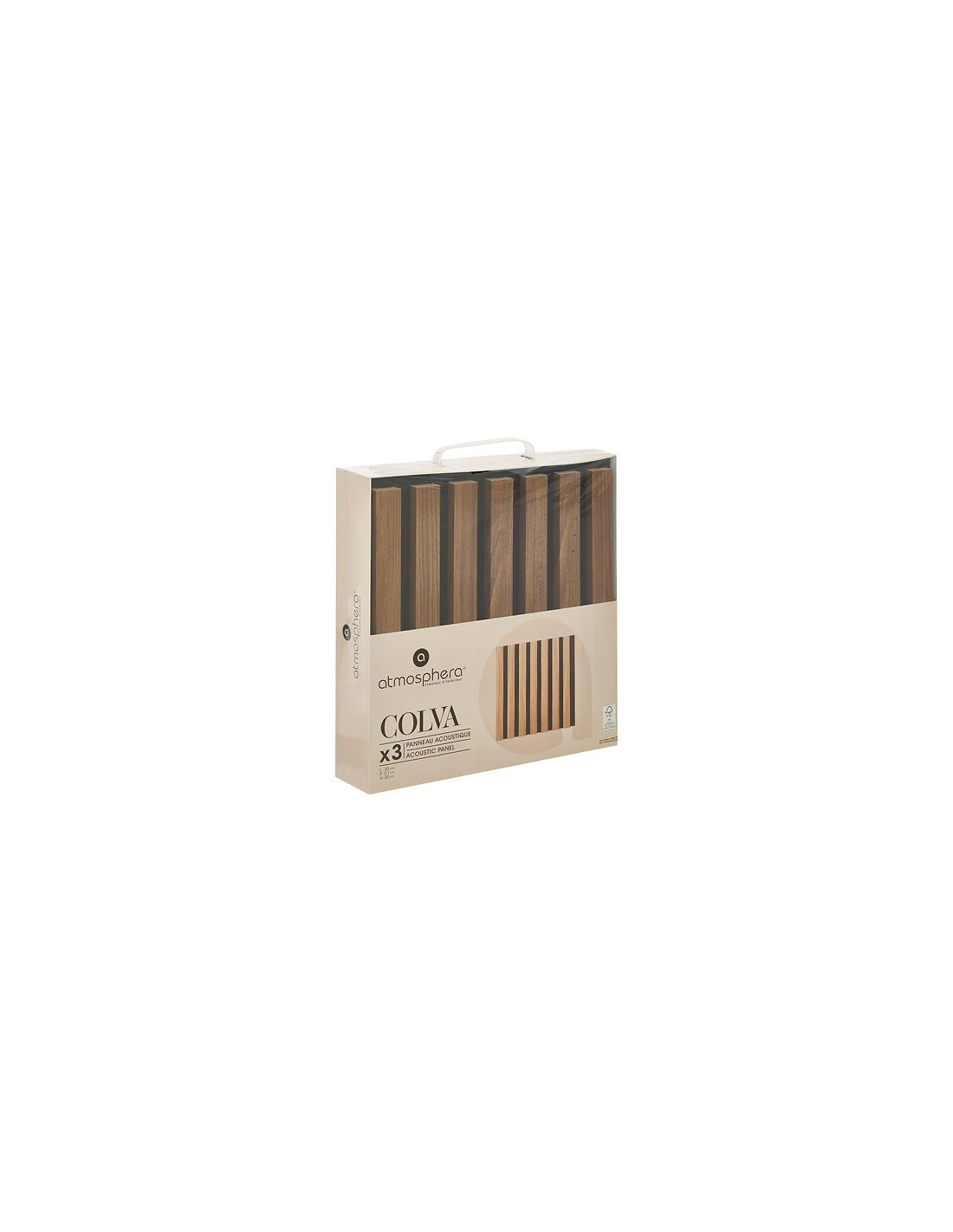 QUADRI E DECORO PARETE: vendita online Set 3 pannelli decorativi, Colva, 30 x 30 cm, MDF, effetto legno scuro, isolamento acu...