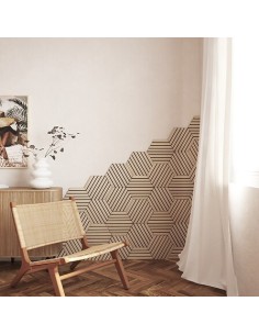 QUADRI E DECORO PARETE: vendita online Set 3 pannelli decorativi, Colva, esagono, 30 x 26 cm, MDF, effetto legno chiaro, isol...