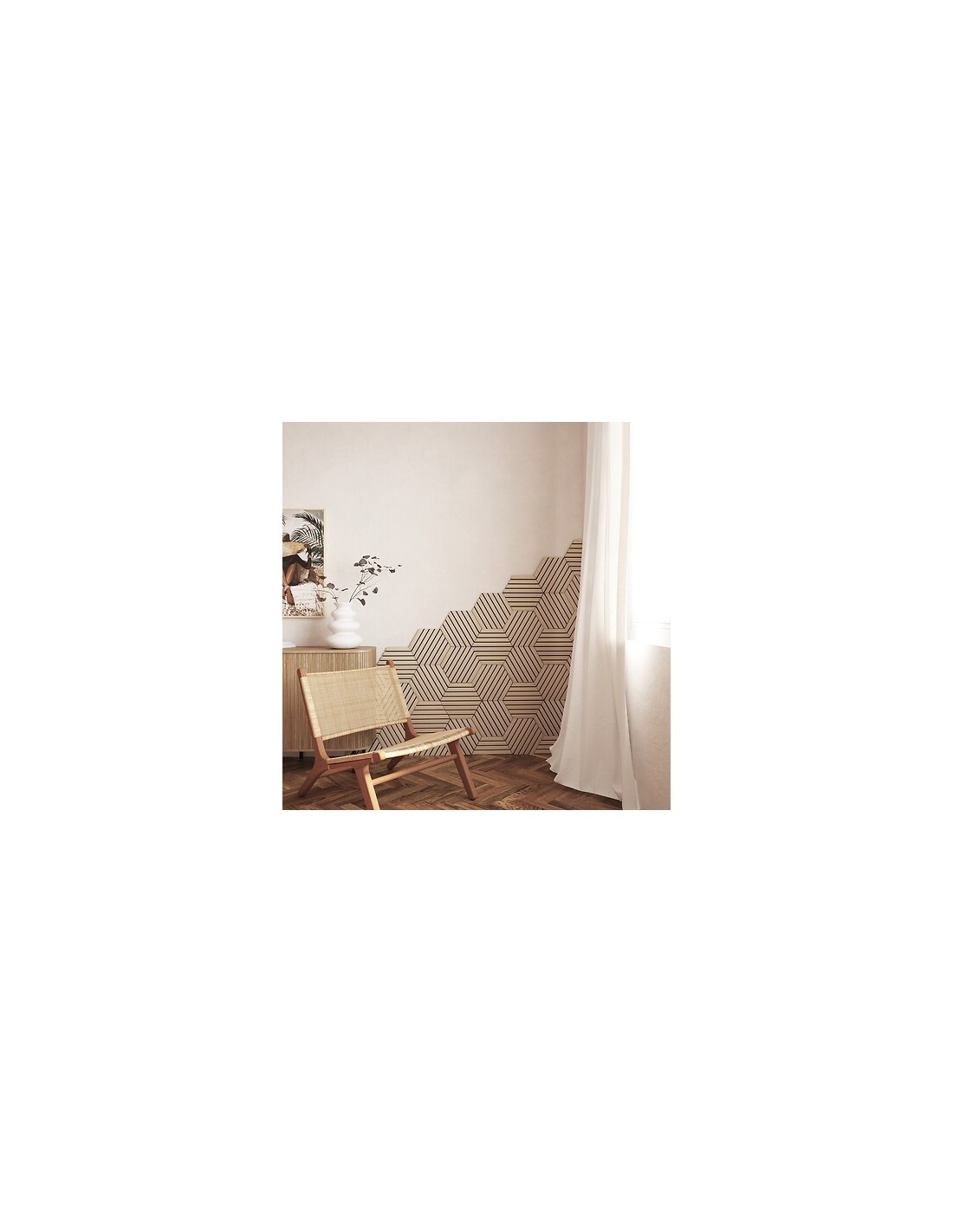 QUADRI E DECORO PARETE: vendita online Set 3 pannelli decorativi, Colva, esagono, 30 x 26 cm, MDF, effetto legno chiaro, isol...