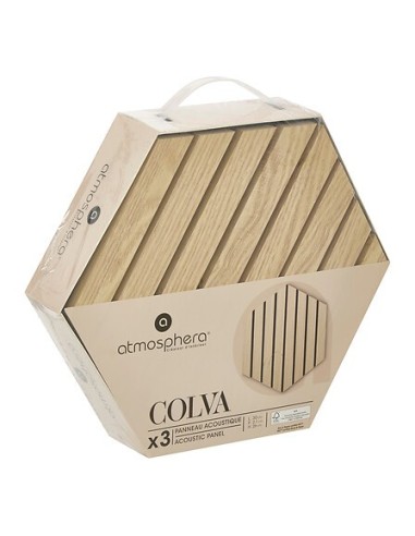 QUADRI E DECORO PARETE: vendita online Set 3 pannelli decorativi, Colva, esagono, 30 x 26 cm, MDF, effetto legno chiaro, isol...