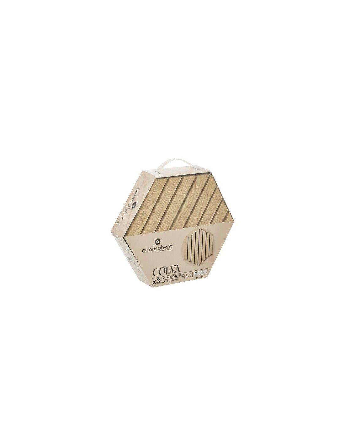 QUADRI E DECORO PARETE: vendita online Set 3 pannelli decorativi, Colva, esagono, 30 x 26 cm, MDF, effetto legno chiaro, isol...