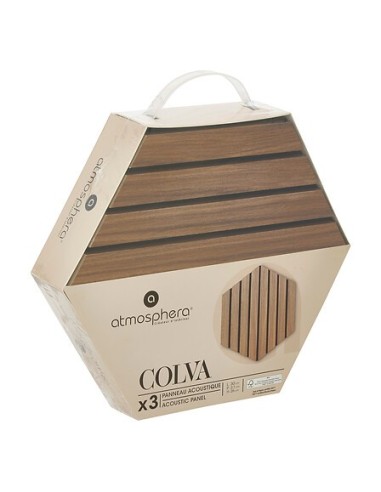 QUADRI E DECORO PARETE: vendita online Set 3 pannelli decorativi, Colva, esagono, 30 x 26 cm, MDF, effetto legno scuro, isola...