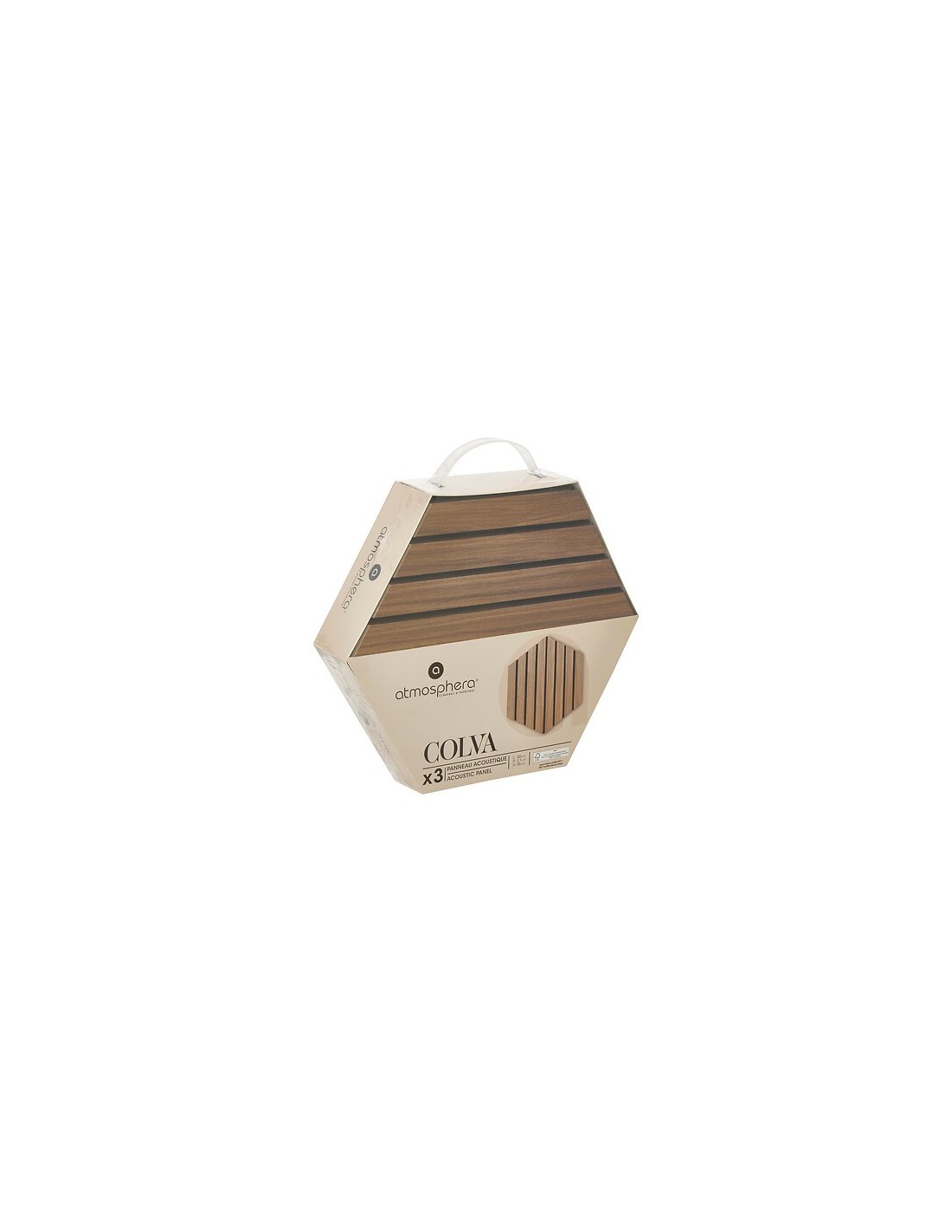 QUADRI E DECORO PARETE: vendita online Set 3 pannelli decorativi, Colva, esagono, 30 x 26 cm, MDF, effetto legno scuro, isola...