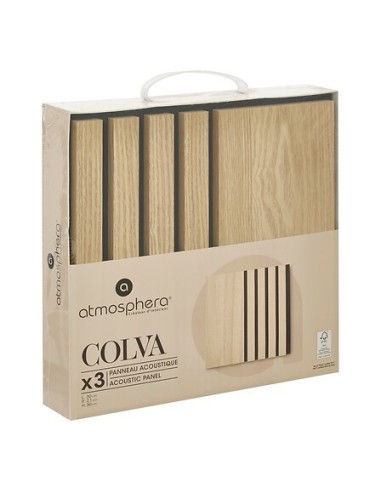 QUADRI E DECORO PARETE: vendita online Set 3 pannelli decorativi, Colva grande, 30 x 30 cm, MDF, effetto legno chiaro, isolam...