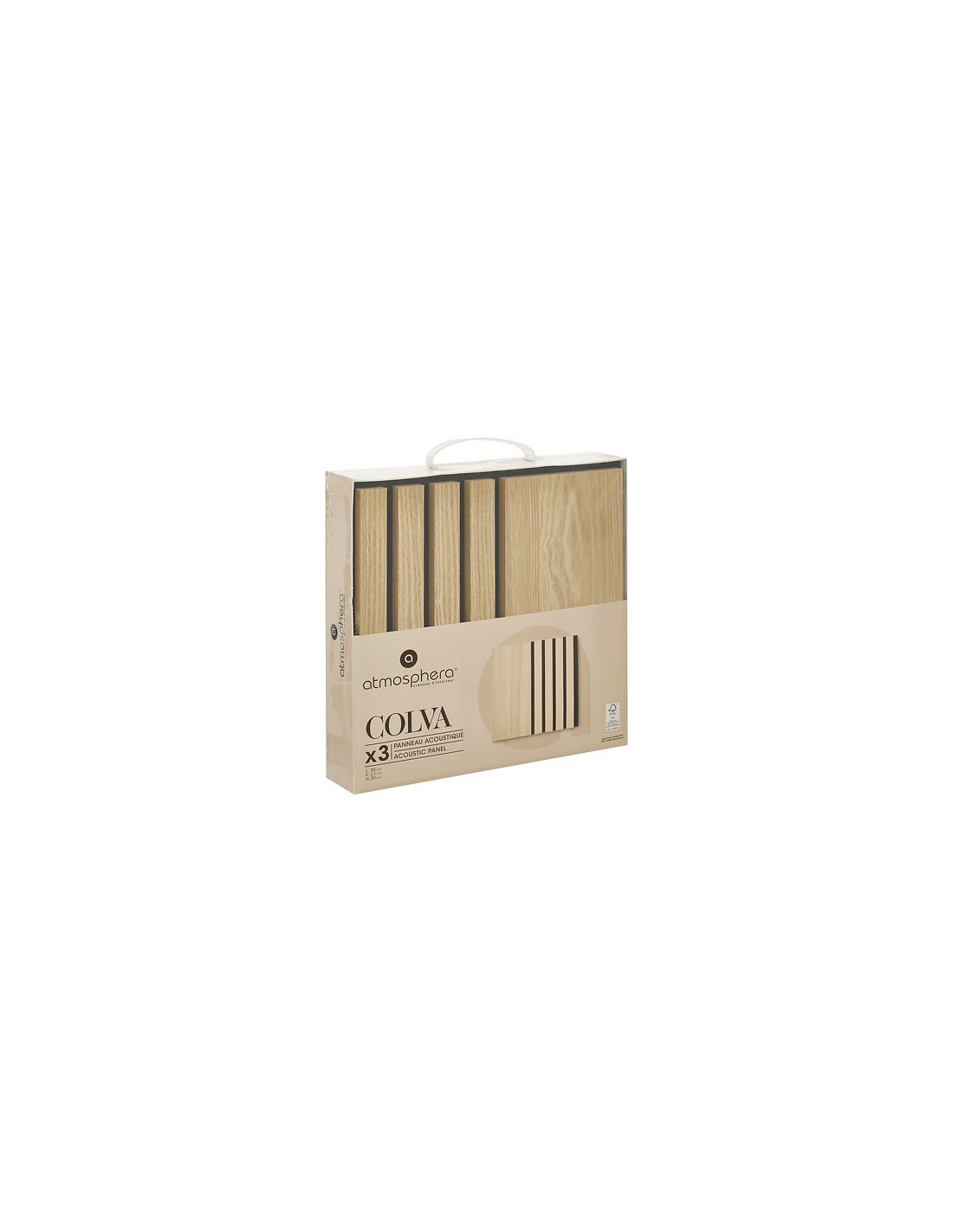 QUADRI E DECORO PARETE: vendita online Set 3 pannelli decorativi, Colva grande, 30 x 30 cm, MDF, effetto legno chiaro, isolam...