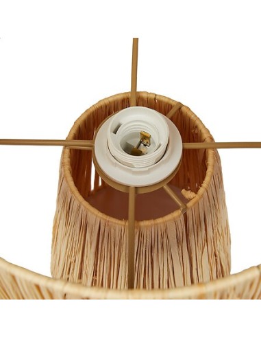 ILLUMINAZIONE: vendita online Lampada da tavolo, Orane, rafia beige, 34 cm altezza, base in ghisa, design naturale, Yucatan C...