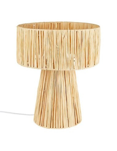 ILLUMINAZIONE: vendita online Lampada da tavolo, Orane, rafia beige, 34 cm altezza, base in ghisa, design naturale, Yucatan C...