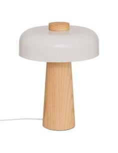 ILLUMINAZIONE: vendita online Lampada fungo Pola, bianca, 36 cm altezza, doppio attacco E27, legno Hevea e acciaio, collezion... 2