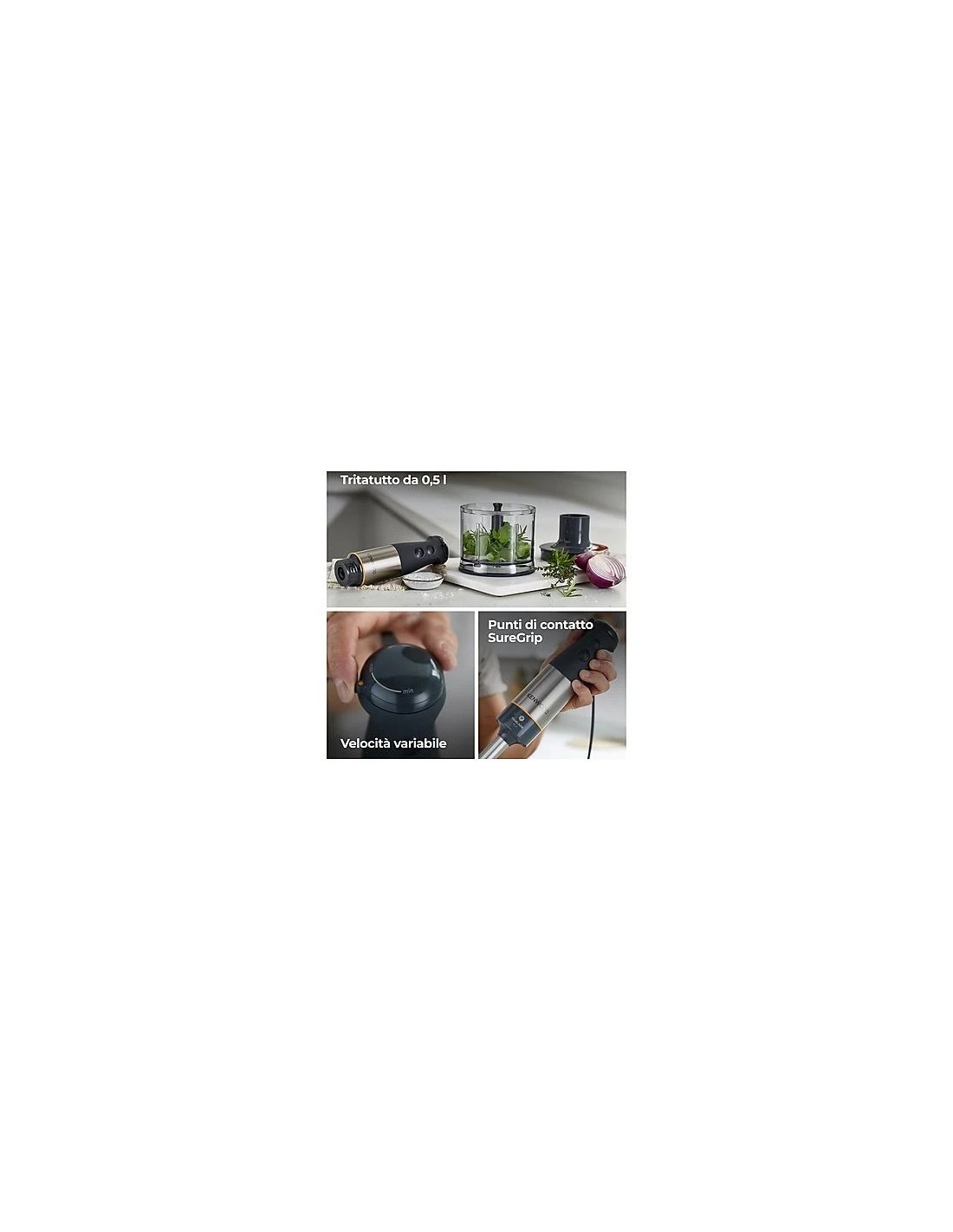 Kenwood HBM60.307GY Frullatore a Immersione 1000W Triblade | shopincasa.it
