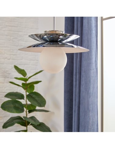 ILLUMINAZIONE: vendita online Sospensione Omia, metallo argentato, diametro 38 cm, altezza 125 cm, collezione Sky Lounge in o...