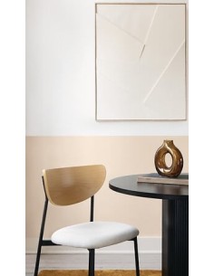 SEDIE: vendita online Sedia Jaisa, seduta in tessuto beige, schienale in legno, gambe in metallo, 50 x 50 x 81 cm in offerta 2