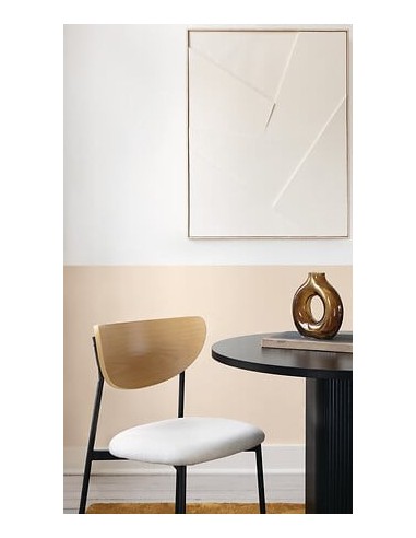 SEDIE: vendita online Sedia Jaisa, seduta in tessuto beige, schienale in legno, gambe in metallo, 50 x 50 x 81 cm in offerta