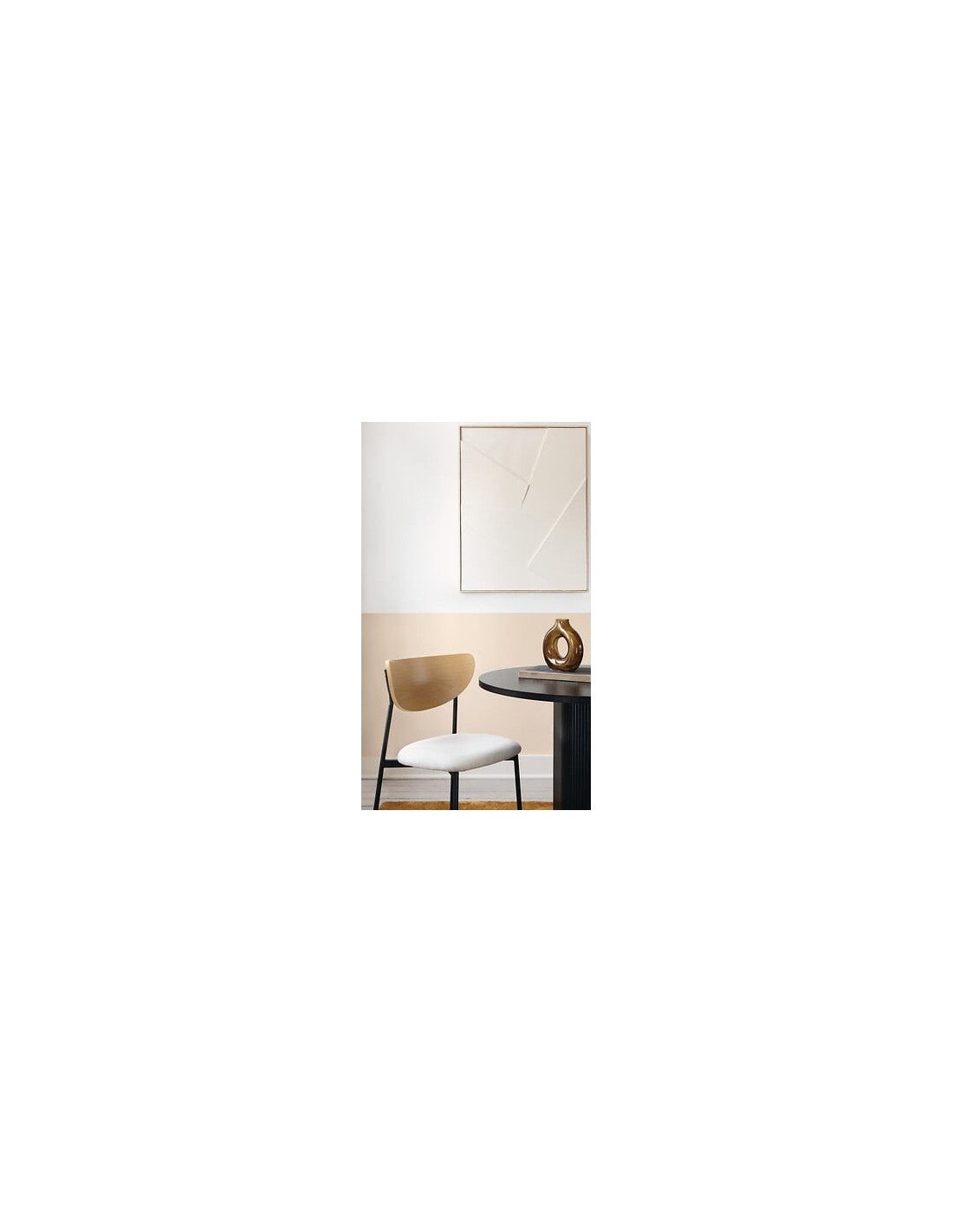 SEDIE: vendita online Sedia Jaisa, seduta in tessuto beige, schienale in legno, gambe in metallo, 50 x 50 x 81 cm in offerta